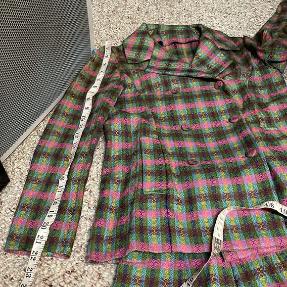 Vintage 60s/70s wool plaid suit - blazer and wide leg high rise pants - Picture 5 of 13